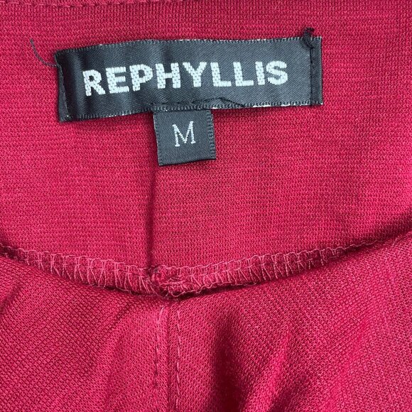 REPHYLLIS Women's Scarlet Red Ruffle Accent Faux 2 Piece Short Sleeve Midi Med - Picture 8 of 9